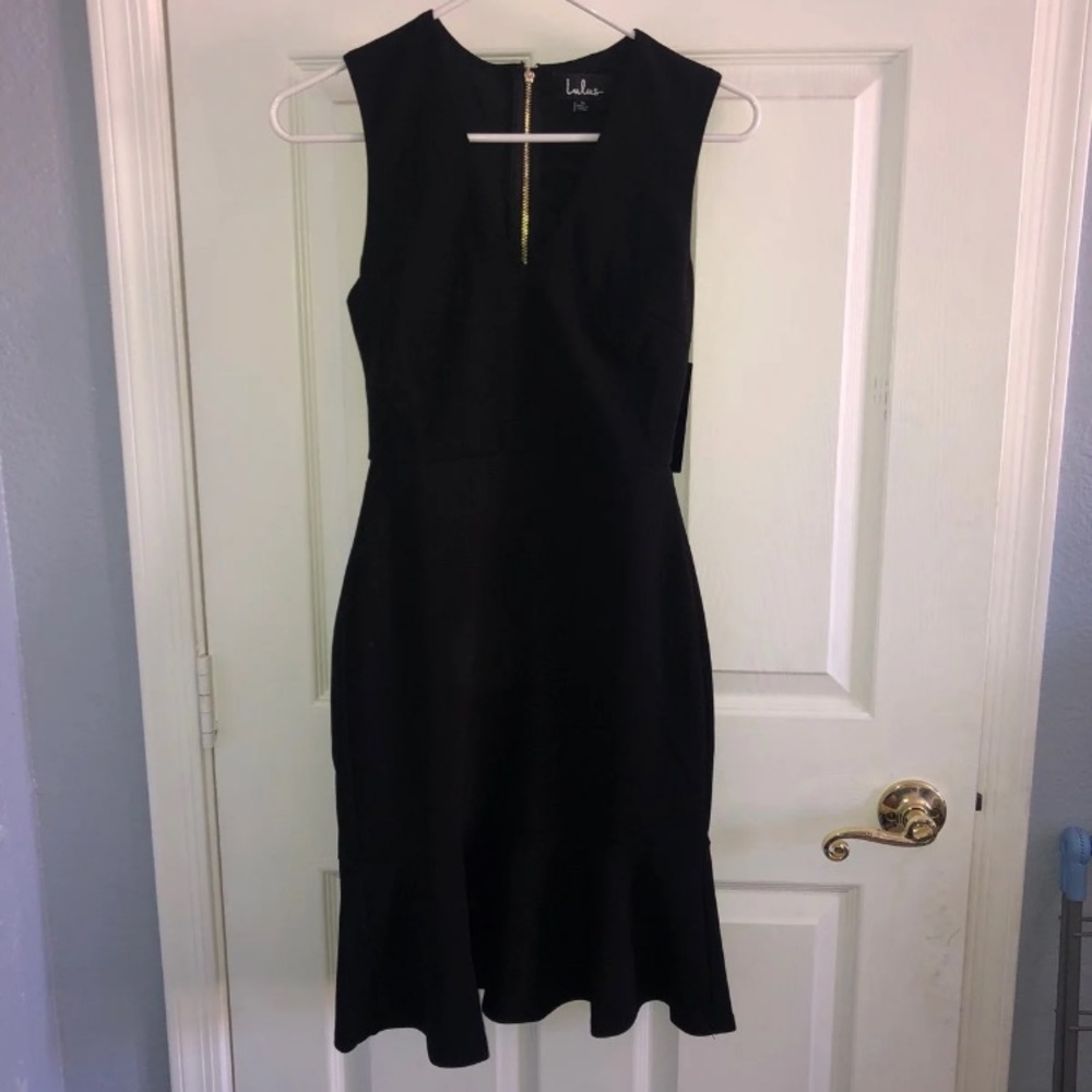 black classy v neck tight dress